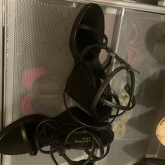 Saint Laurent black Espadrille Wedges - Picture 1 of 4